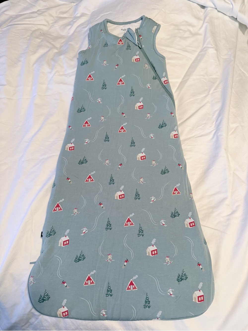Kyte BABY Mint Green Sleepsack with Skiing and Cabin Print TOG 2.5